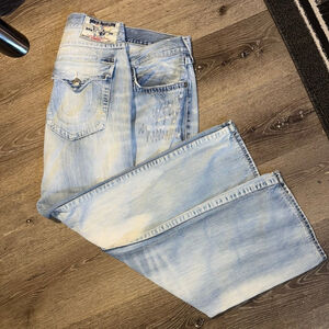 True Religion Size 40 Light Blue Straight Jeans